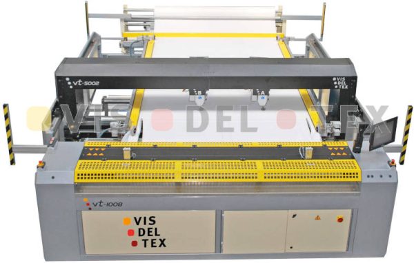 Overview of Visdeltex quilting machine VT 5002. Double head machine for continuous work