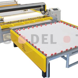 Overview of Visdeltex quilting machine VT 4003. Single head machine for interchangeable framework or for continuous work