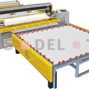 Overview of Visdeltex quilting machine VT 5003. Double head machine for interchangeable framework or for continuous work